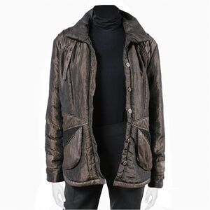 ANIMALE Multi-Fabric Puffer Jacket US 6 in Bronzy Brown